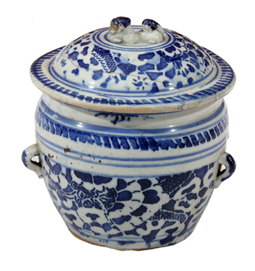 A 19th - 20th century blue and white Kamcheng with cover.