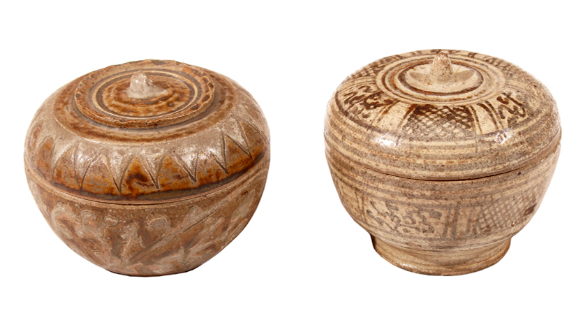 Two 15th - 16th century Sawankhalok covered containers.