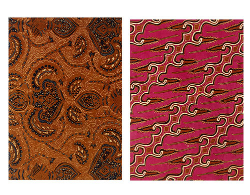 Two long Batik cloths with garuda and parang patterns.