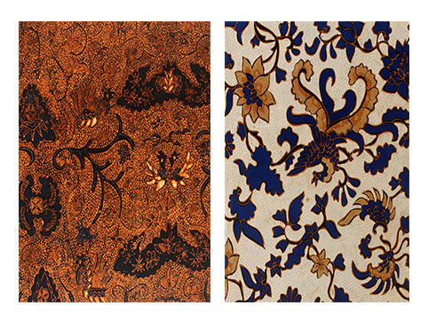 Two long Batik cloths with garuda and flower patterns.