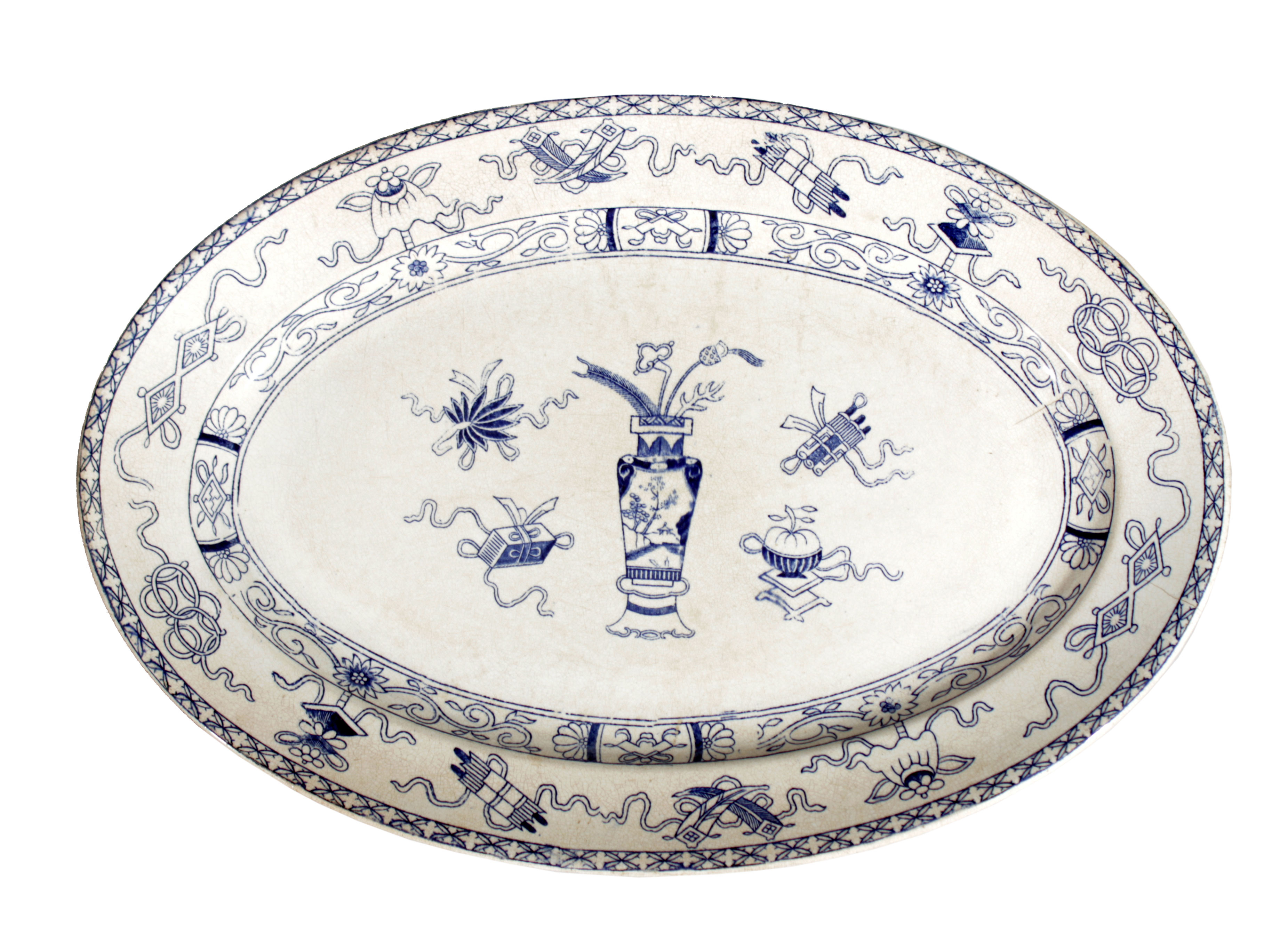 A 19th century blue and white European transfer-printed oval dish.