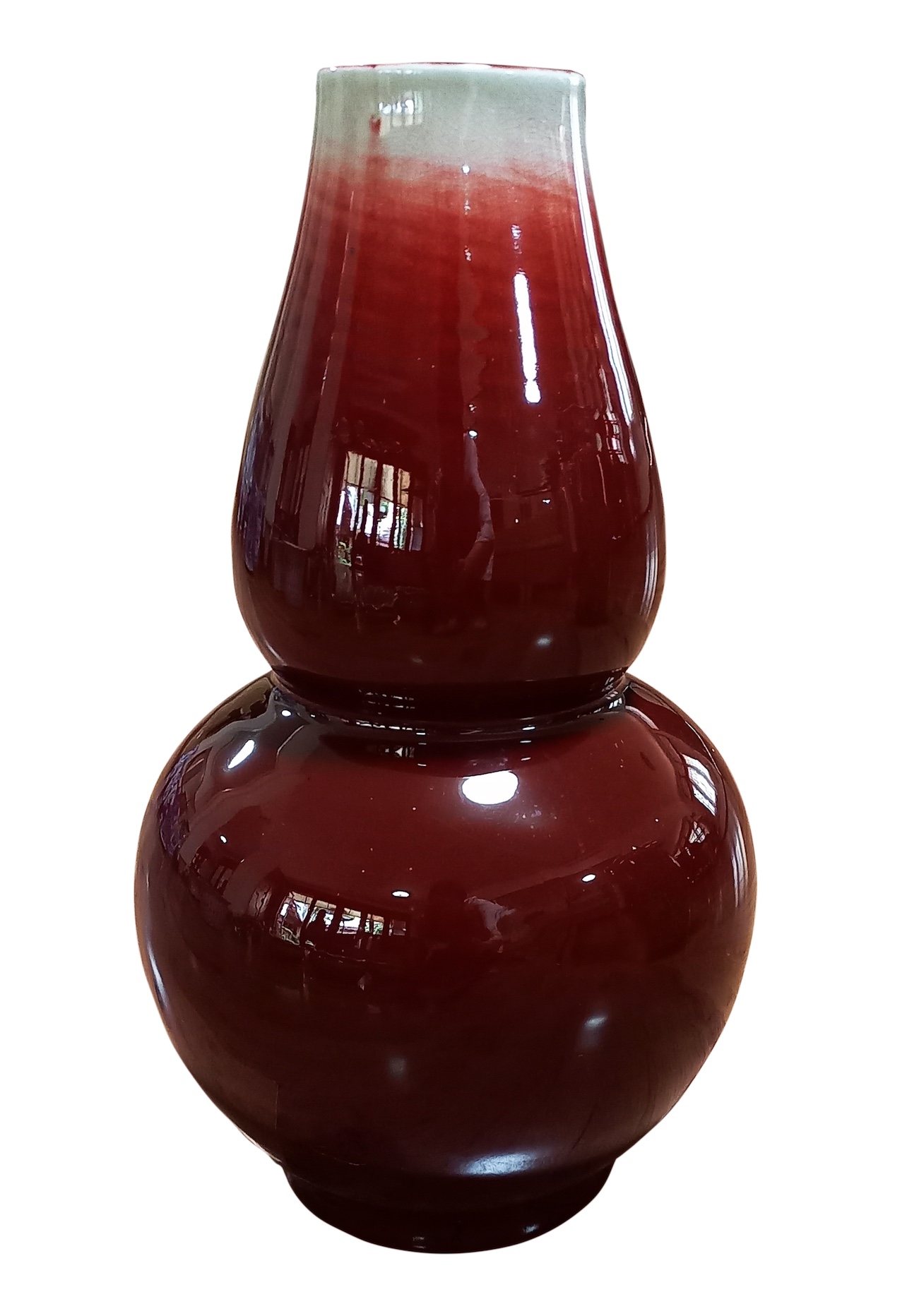 A Chinese modern Sang de boeuf glazed double gourd vase with Guangxu marks