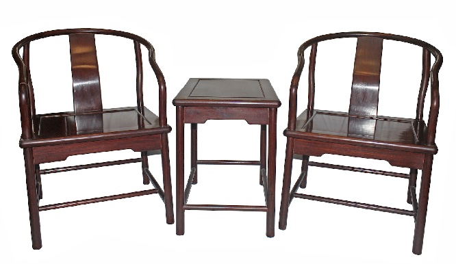 A set of rosewood armchairs with tea table modern