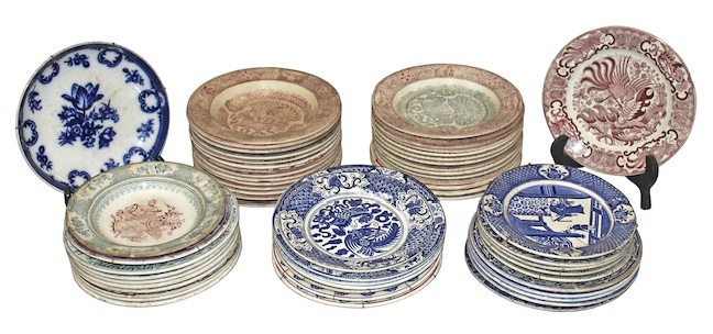 A group of fifty seven Bell potery dishes Scotland circa 1880 - 1890’s