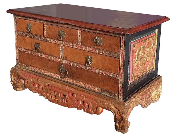 A 19th - 20th century carved teak chest of drawers
