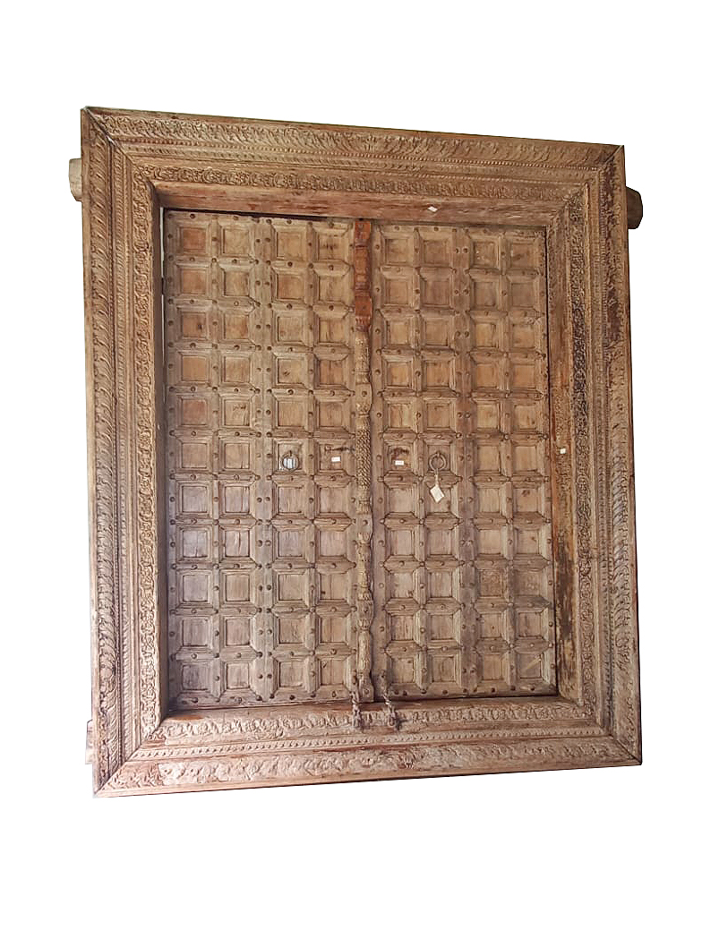 A carved large hardwood doors and beam (INDIA)