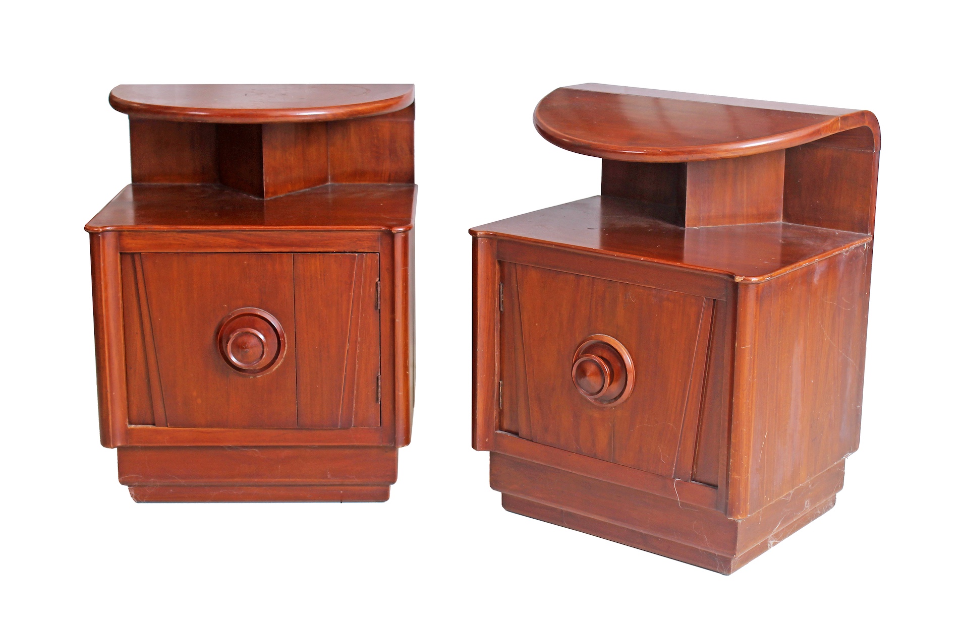 A pair of mid 20th century carved teak nakes art deco