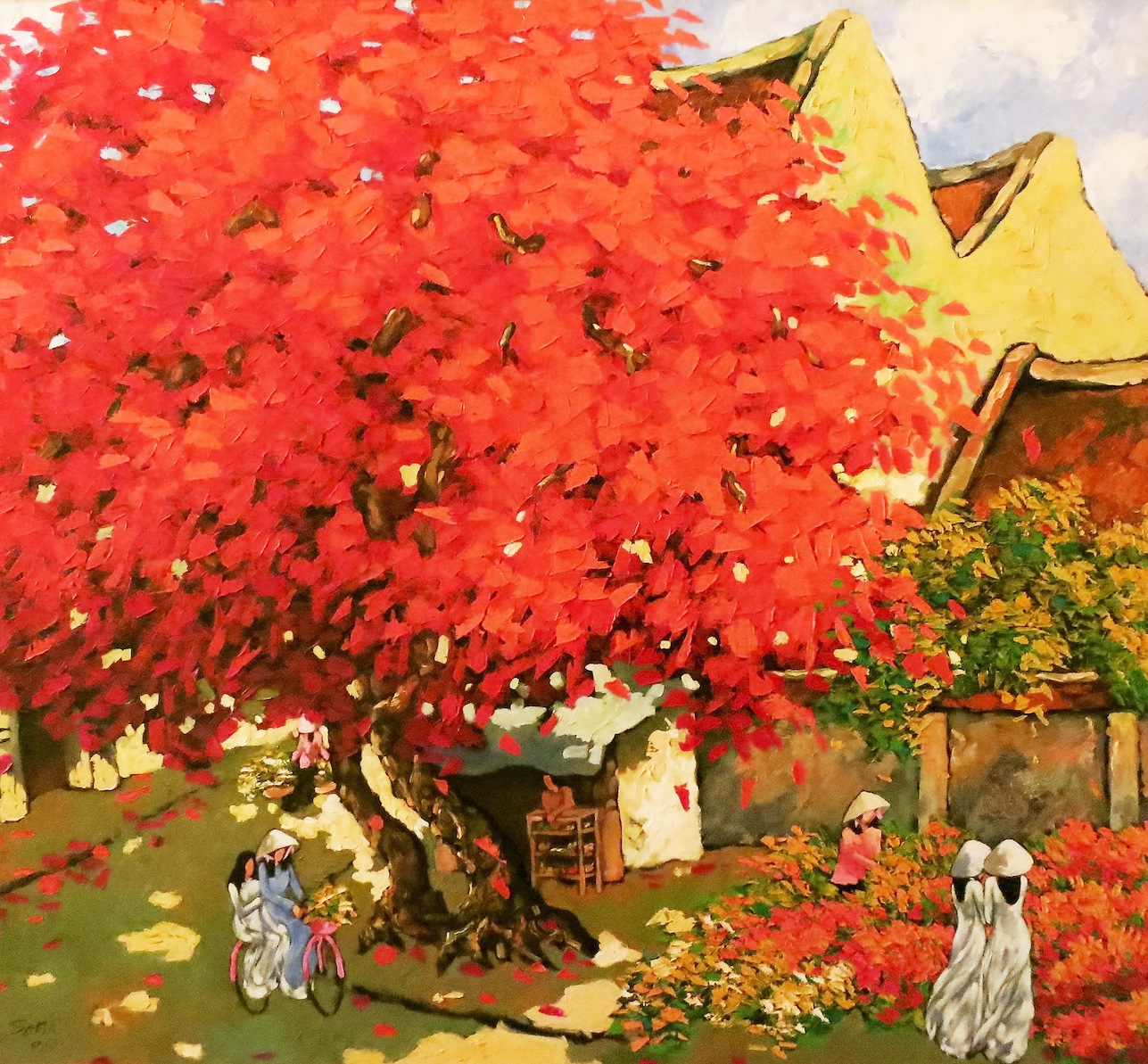 House With A Red Tree