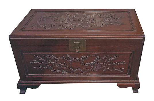 A Chinese carved camphor wood chest mid 20th century to 1970’s