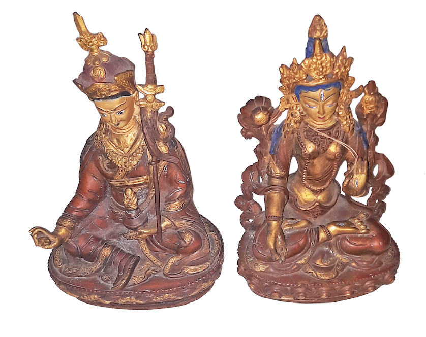 Two pieces Sino-Tibetan gilt bronze figures of Bodhisattva