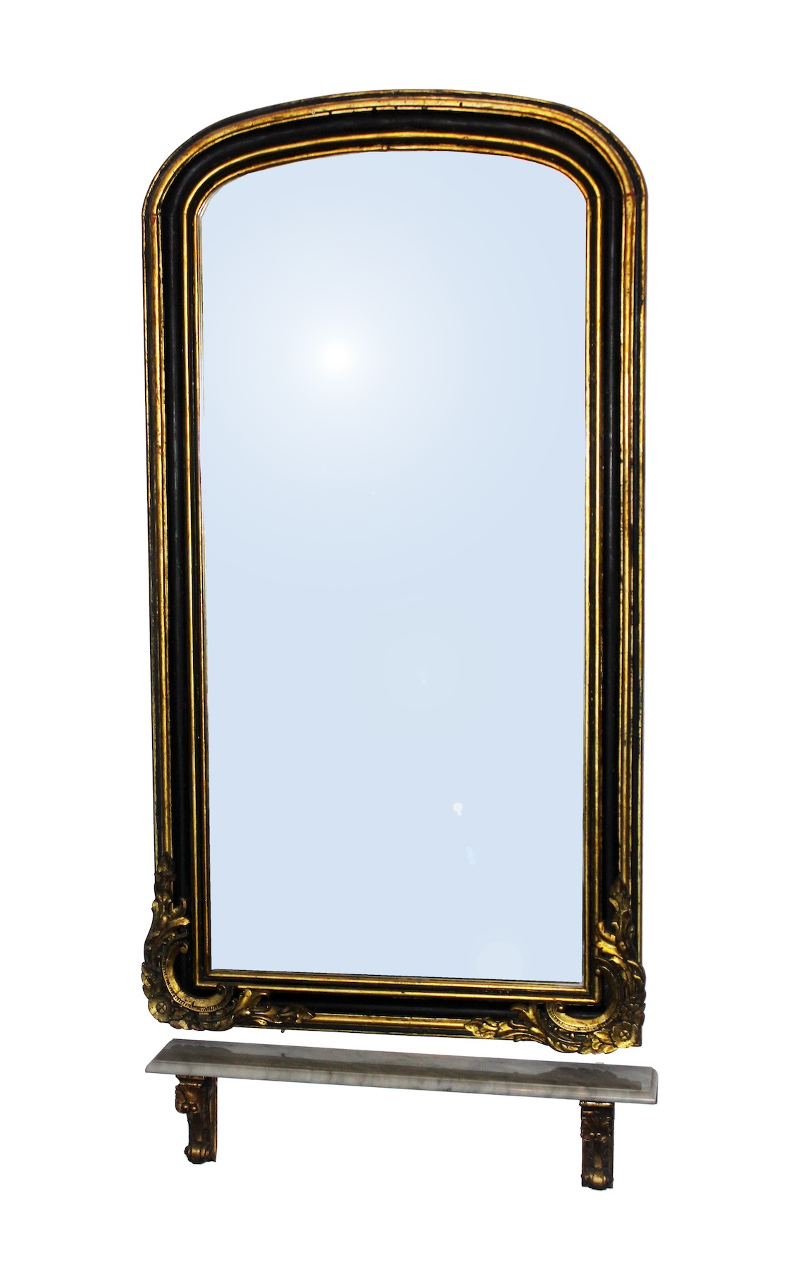 A 20th century gilt decorated wall mirror and stand