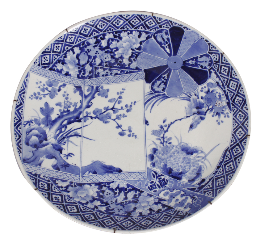 A 19th century large Japanese Arita blue and white dish