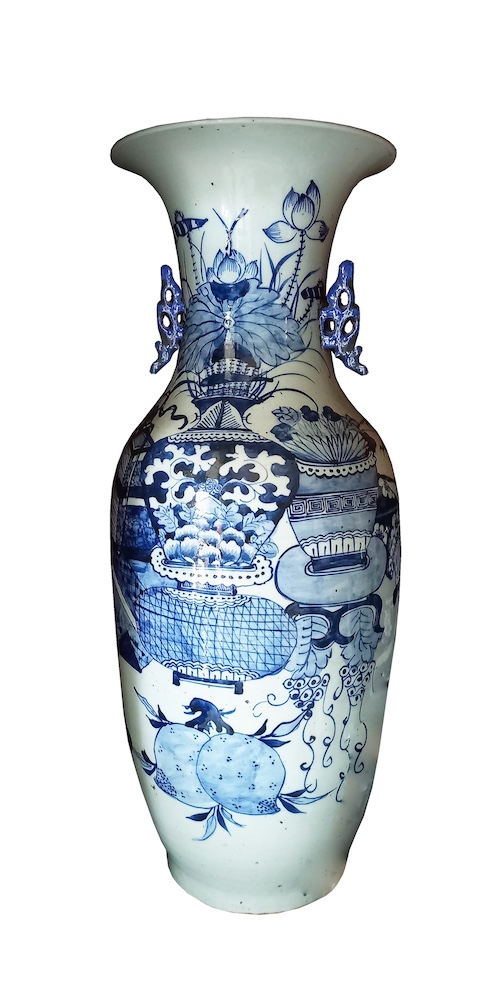 A 19th century certified late Qing blue and white marriage vase
