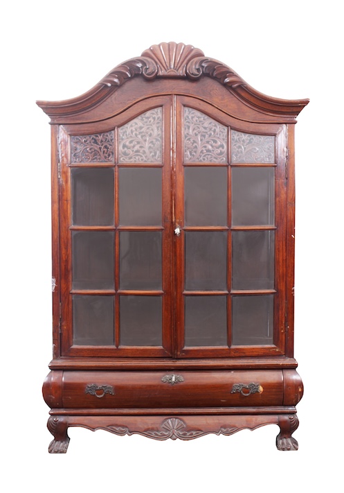 A 19th - 20th century carved teak display cabinet