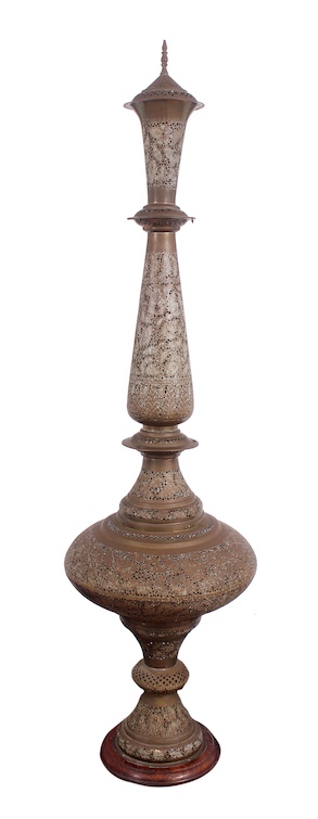A 20th century middle East or India reticulated brass perfumer
