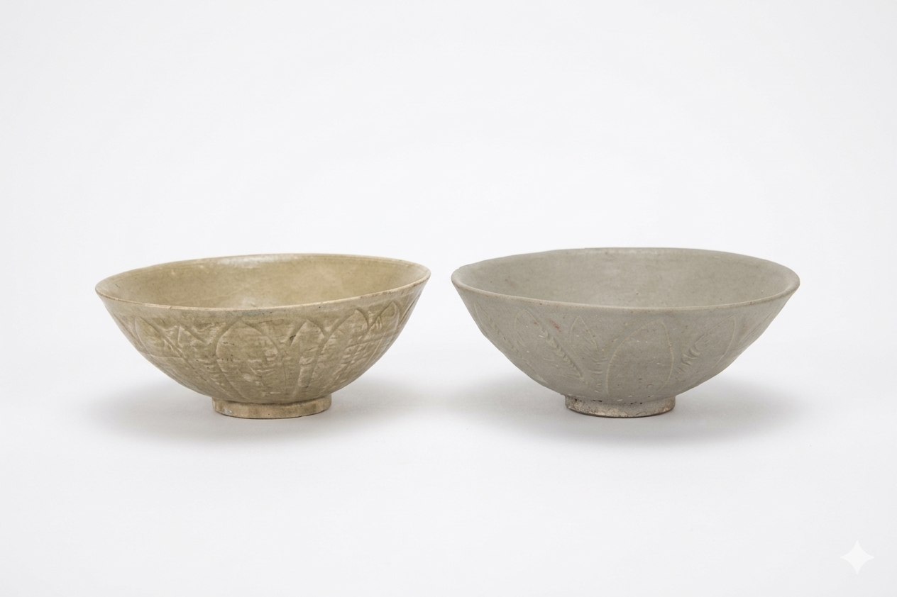 Two pieces of 12th - 14th century Chinese celadon bowls