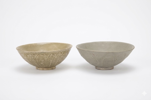 Two pieces of 12th - 14th century Chinese celadon bowls