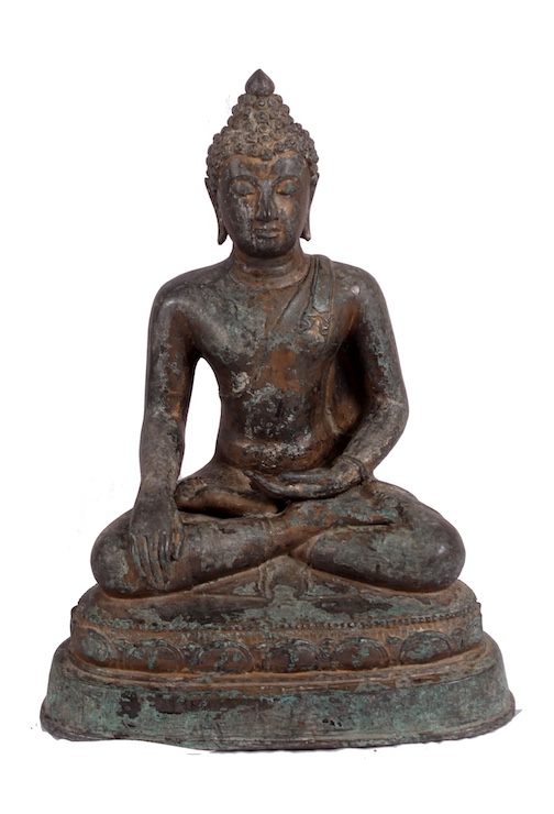 A 20th century bronze model of seated Buddha