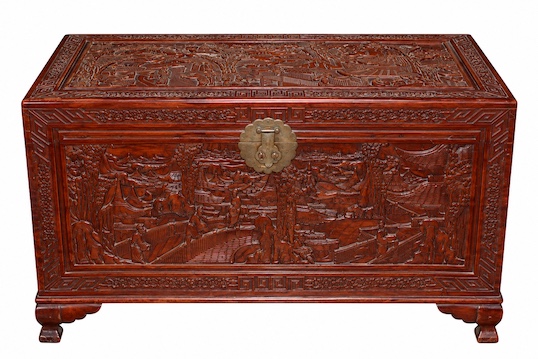 A 20th century carved camphor chest