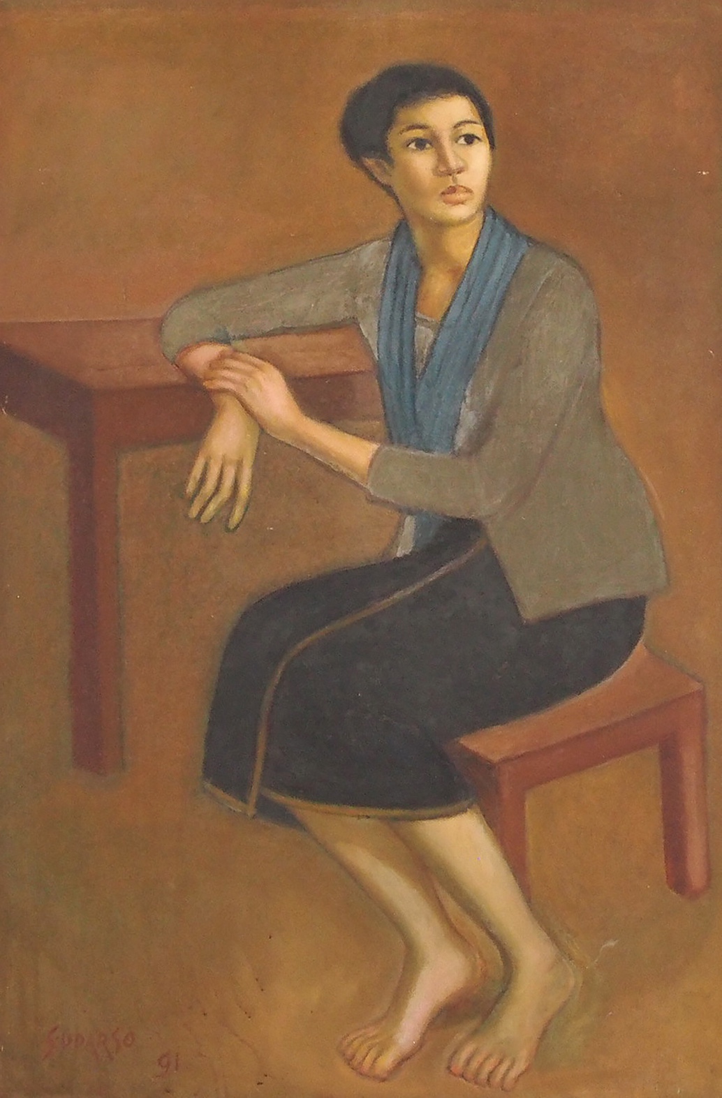 Woman Sitting at The Table