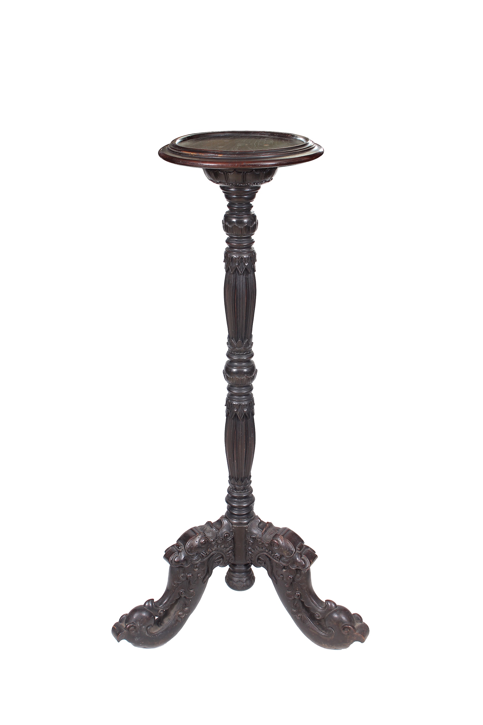 A carved teak pot stand