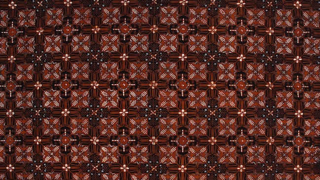 Square brown motifs inspired from the vintage fabrics of Surakarta and its royal court, Mangkunegaran.