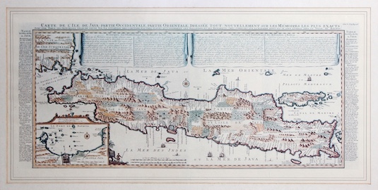 Carte De L'île De Java: Partie Occidentale Partie Orientale Dressee Tout Nouvellement Sur Les Memoires Les Plus Exacts.by Chatelain circa 1719, Reproduction of an Original Colored Copper Engraving