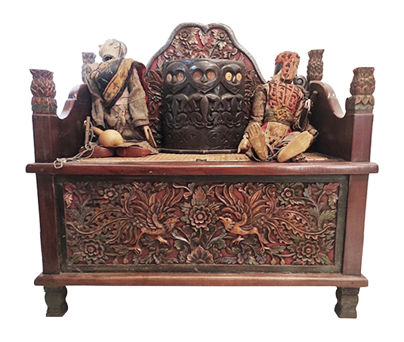 A 20th century carved polychrome teak chest ( Jodang)
