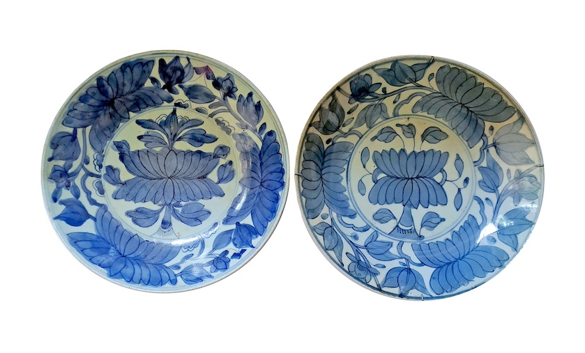 Two pieces Chinese kitchen qing blue and white dishes
