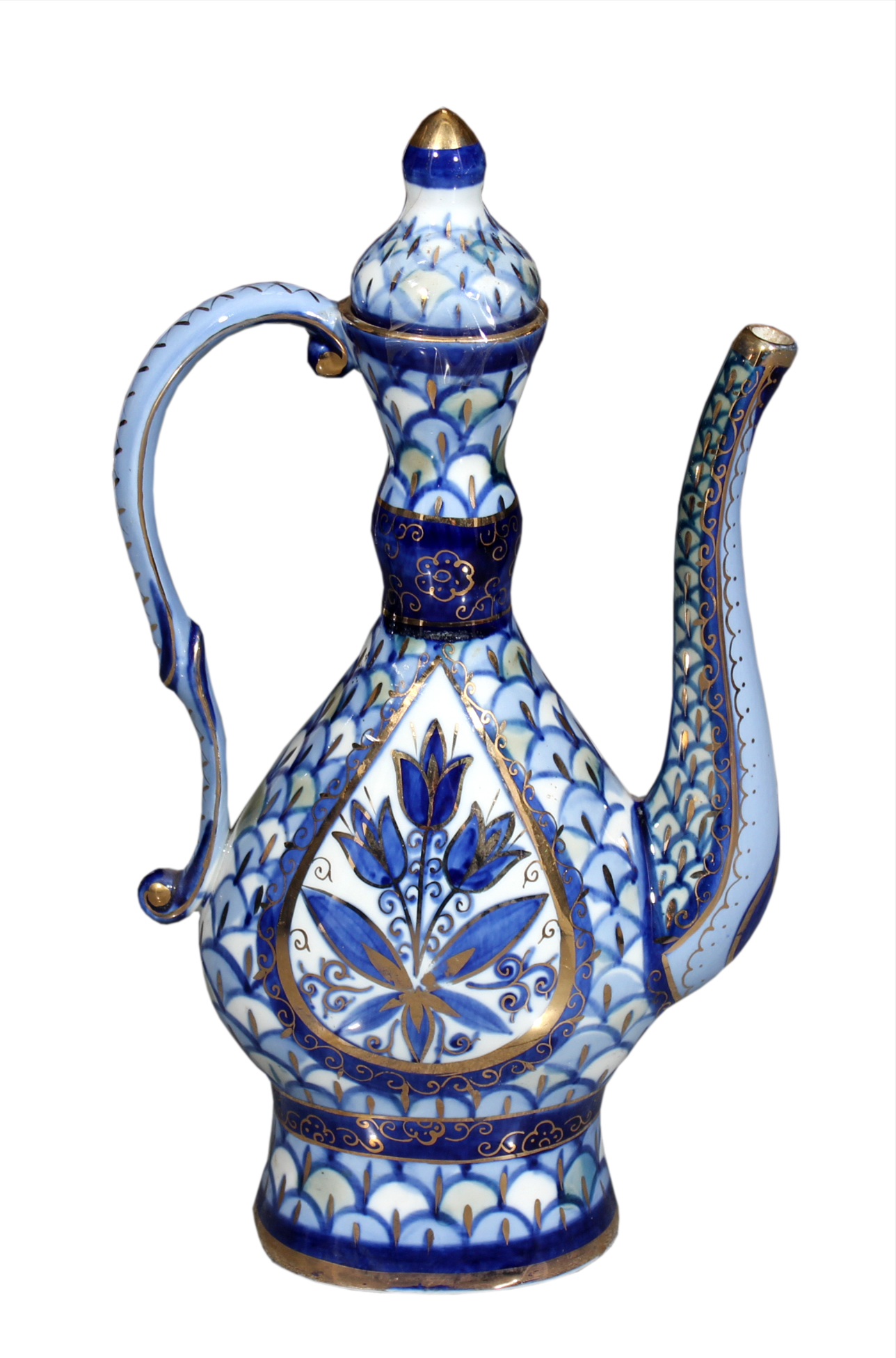 A 20th century underglazed blue Russian ewer