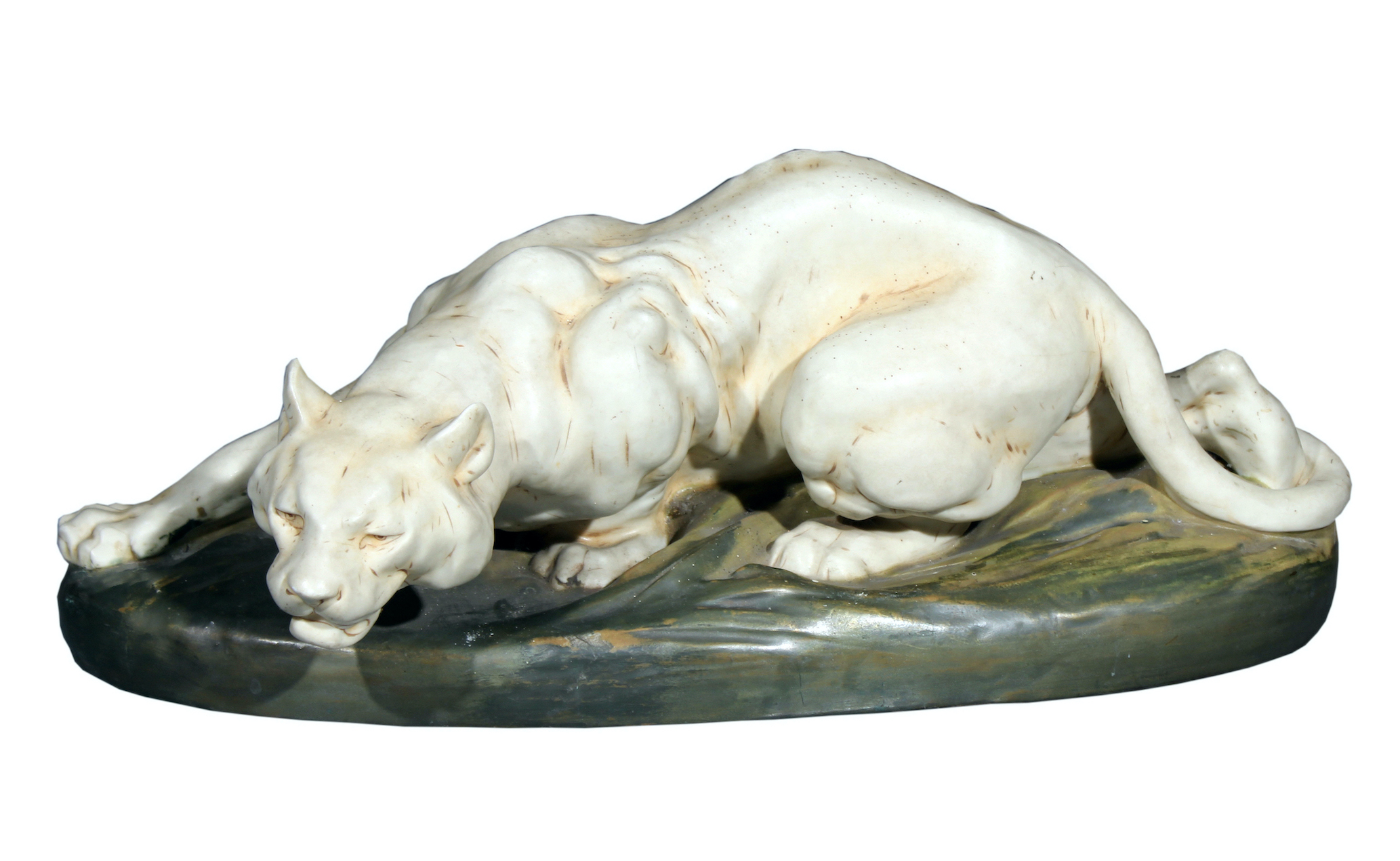 A ceramic sculpture depicting a panther