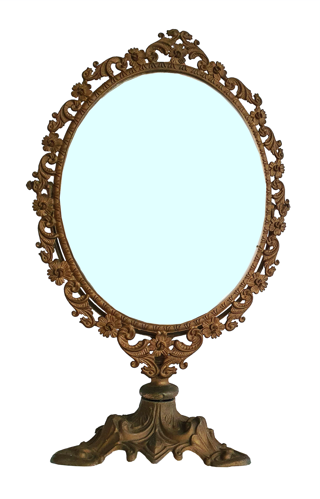 A vintage Italian brass swing dressing table mirror