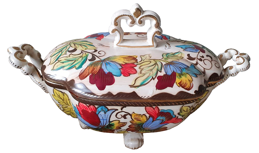 A vintage Belgium polychrome soup tureen