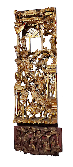 A 19th - early 20th century Caozhou carved gilt wood panel