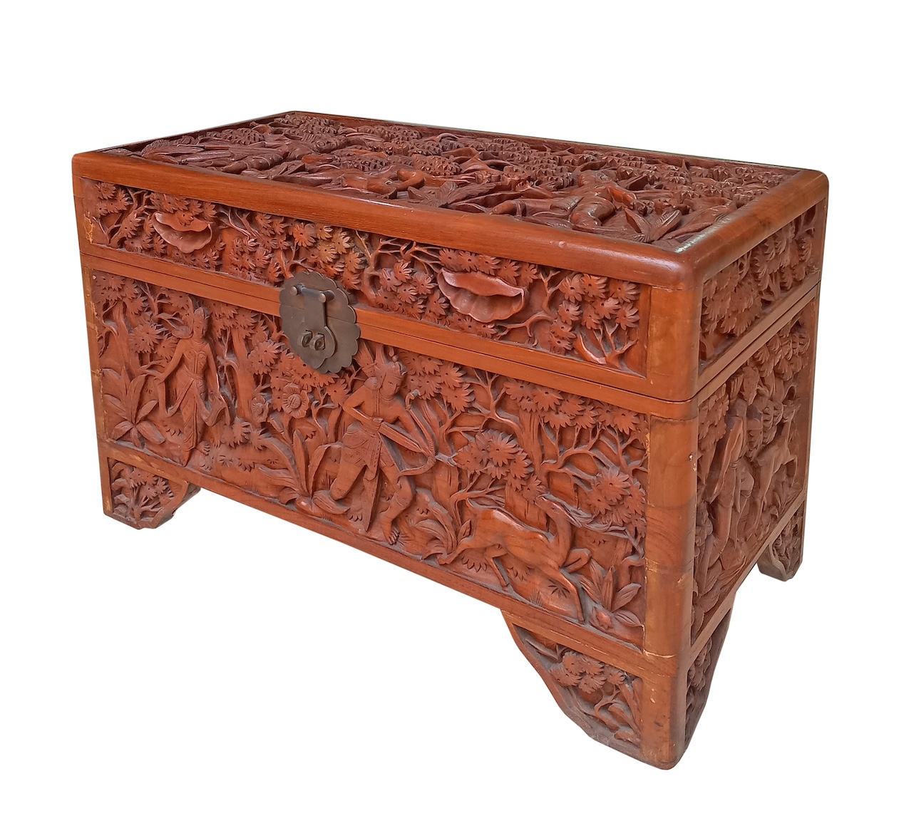 A carved teak chest wood Indonesia possibly Jepara circa 1980’s