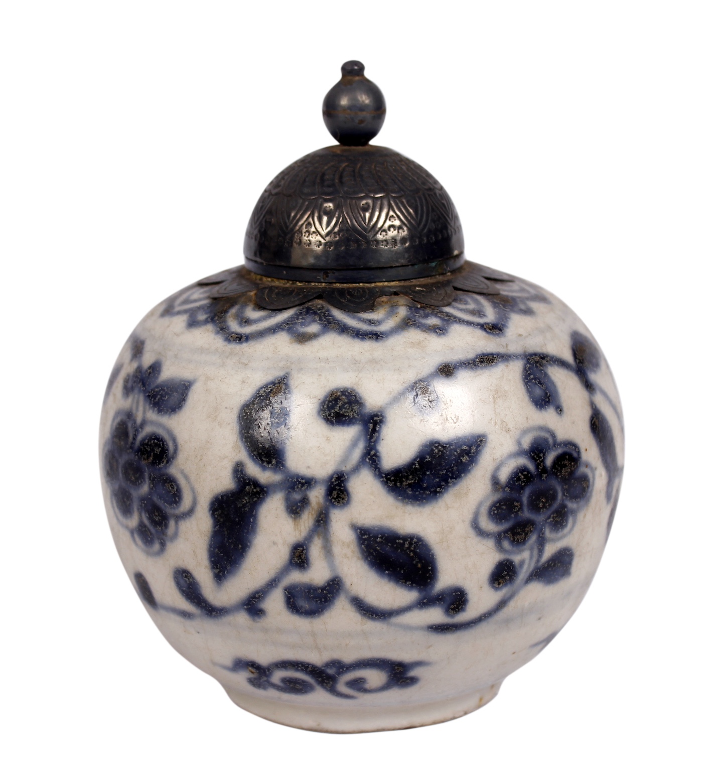 An Anamese blue and white floral jar