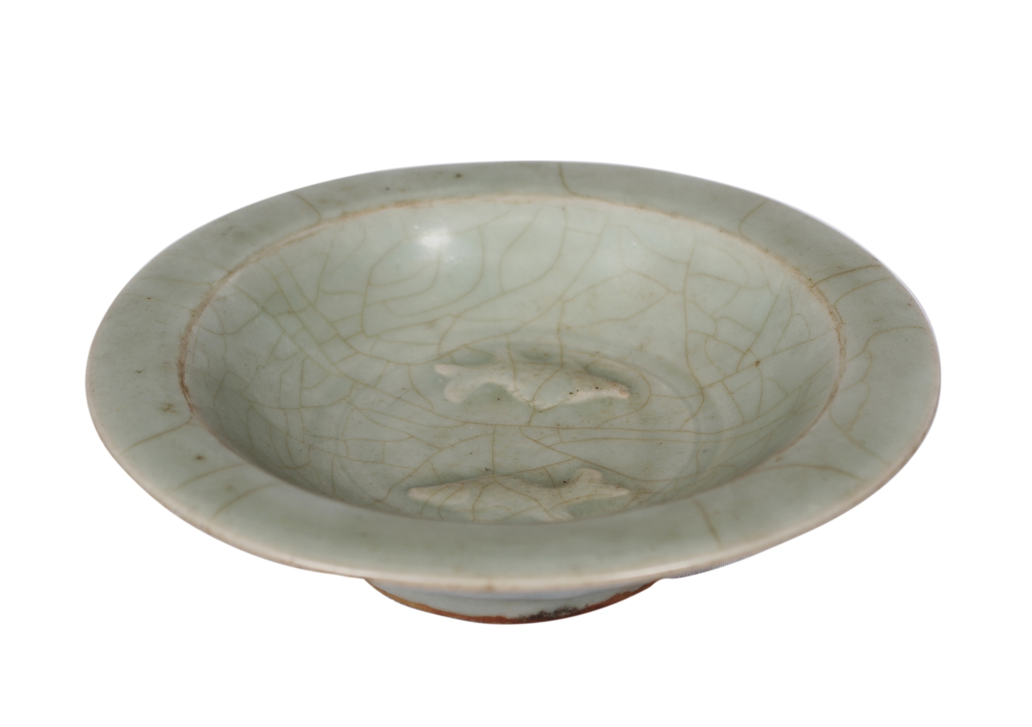 A Yuan dynasty longquan celadon twin fish dish