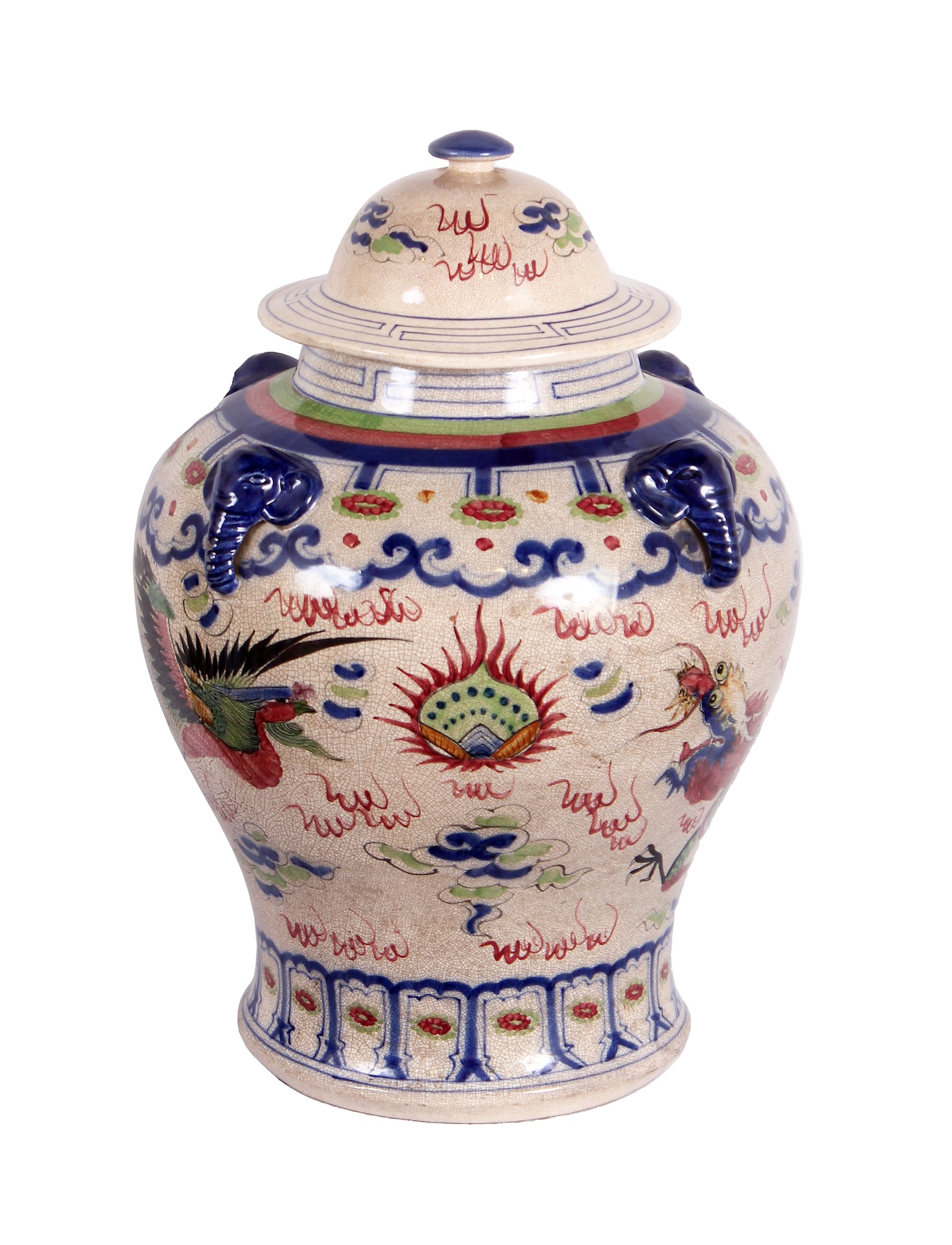 A Republic of China period (1912 - 1949 A.D) Chinese Fengxi polychrome covered jar with dragons