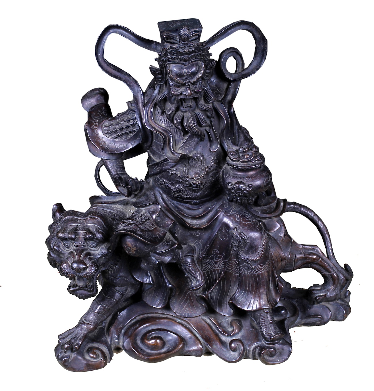 A Chinese bronze sculpture of Zhao Gongming