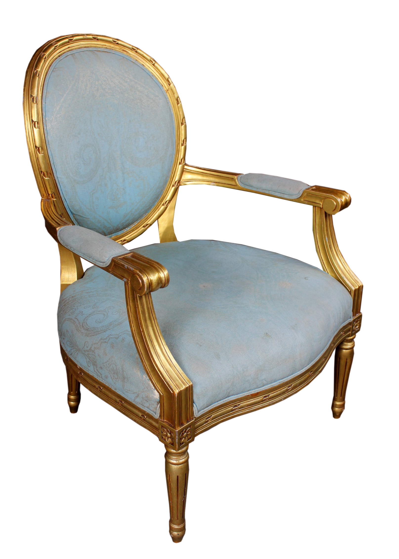 A carved gilt wood armchair