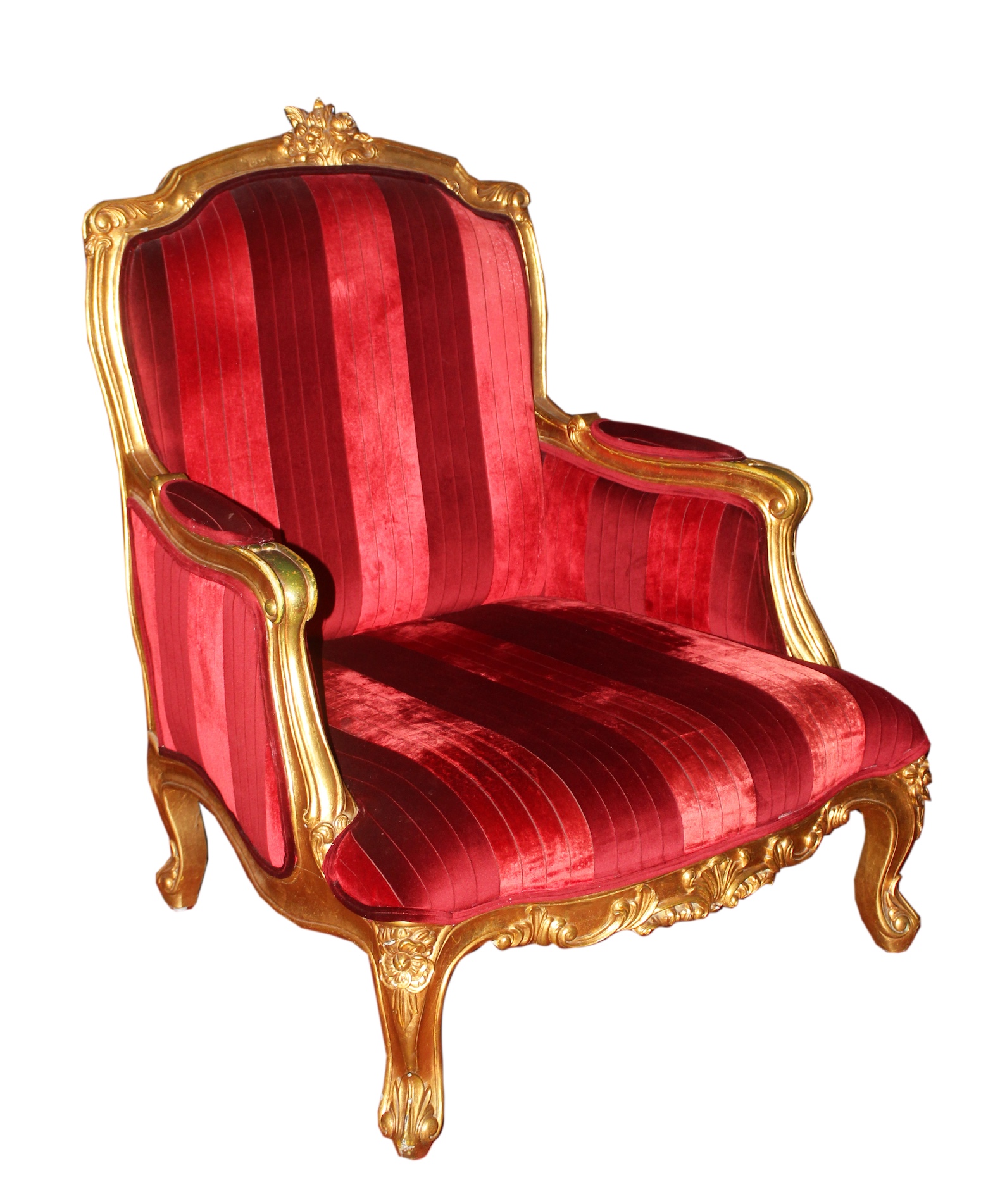 A carved gilt wood armchair