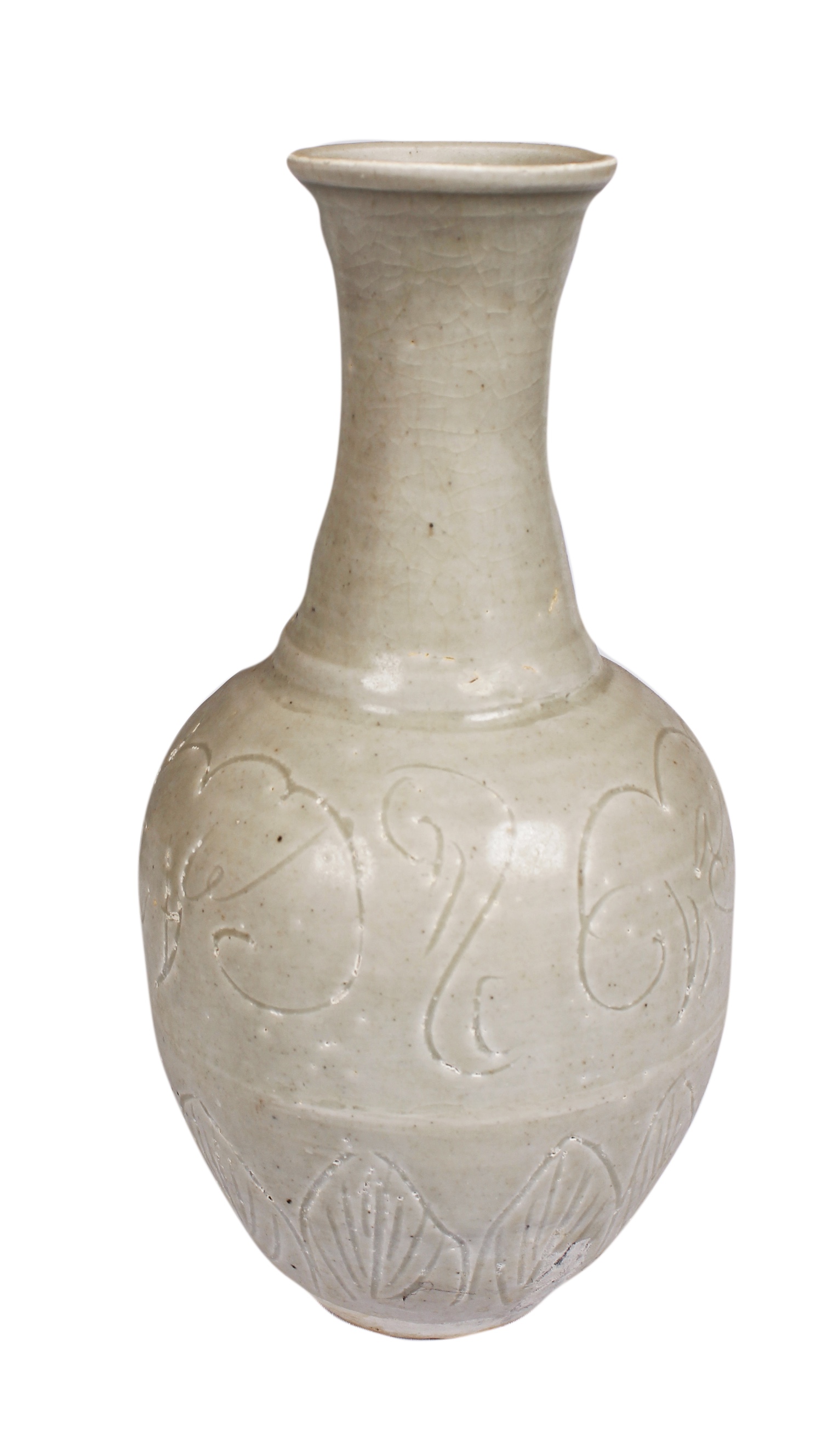 A Song dynasty monochrome incised decorated bottle vase