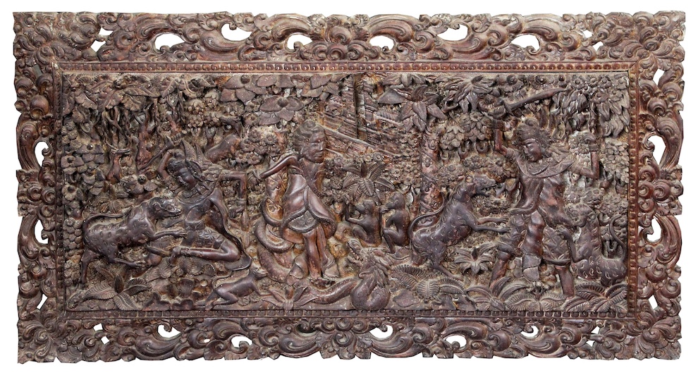 A carved teak (Jepara) wall panel circa 1980’s