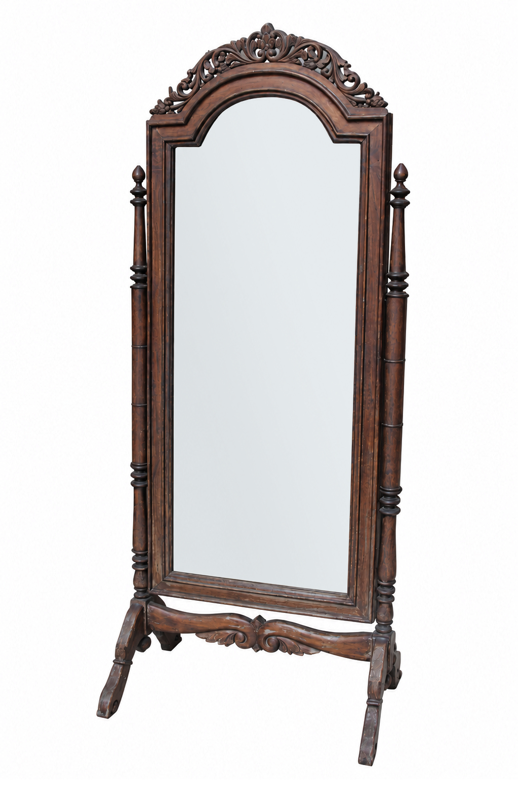 A 20th century carved teak cheval mirror