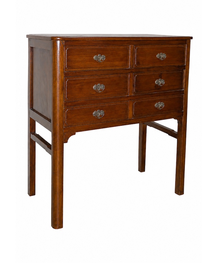 A 20th century teak chest of six drawers on stand