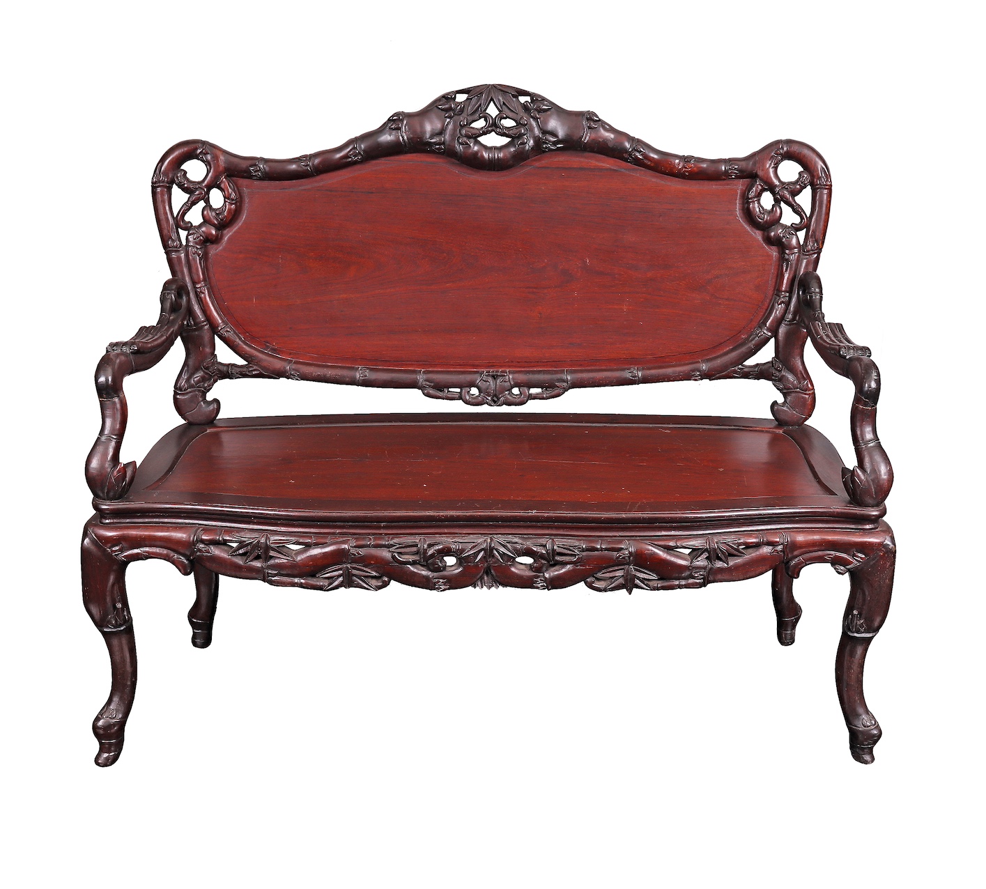 A 20th century Vietnamese carved rosewood sofa