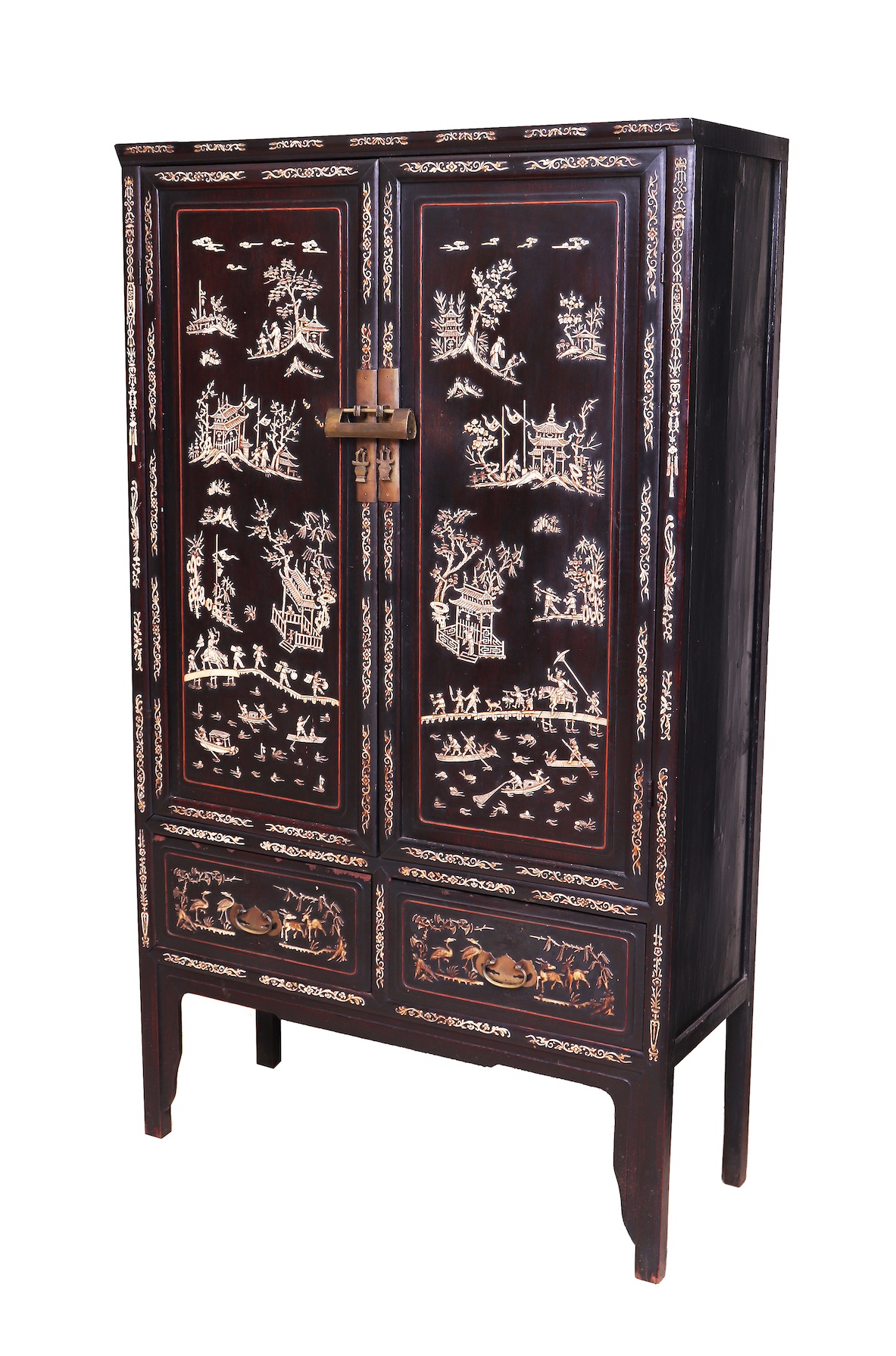 A Chinese cupboard decorated with ivory inlay