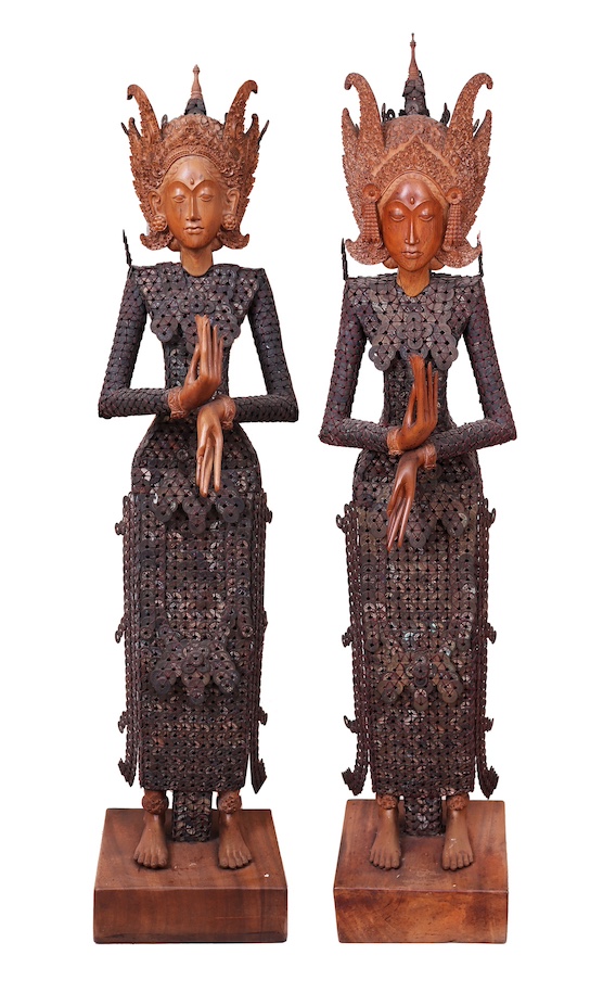 A pair of Balinese coin figurines model of dancers