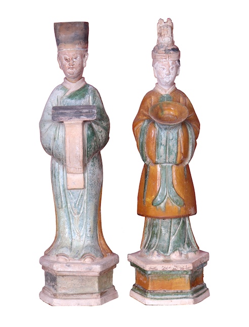 Two pieces Late Ming sancai figurines